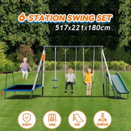 Detailed information about the product Kid Swing Slide Set Outdoor Playground Playset Equipment Backyard Child 6 Station With Trampoline