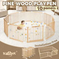 Detailed information about the product Kidbot Baby Playpen 10 Panel Wooden Safety Gate Kids Pet Dog Activity Centre Fence Play Yard Pen Travel Foldable Guard