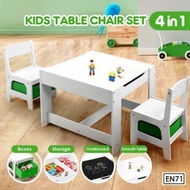 Detailed information about the product Kidbot Childrens Lego Table And Chair Set 2 In 1 With Chalkboard Wooden Kids Multifunctional Desk Activity Play Centre