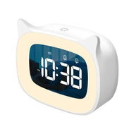 Detailed information about the product Kids Alarm Clock with Night Light & 18 Ringtones, Rechargeable, Cute Cat Ear Clock for Boys Girls Birthday Presents, Digital Clock (White)