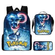 Detailed information about the product Kids Backpack Pikachu Pokemon 3 Piece Set Show Shoulder Bag Pencil Case Teen Student School Fun Cute Travel Gift Character
