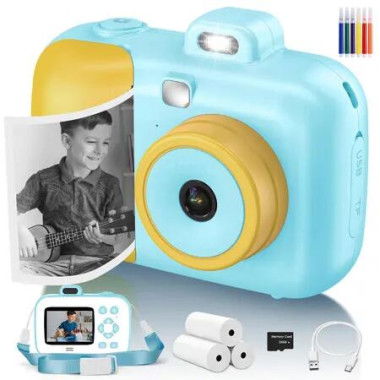 Kids Camera Instant Print for Age 3+,12MP 1080P Kids Digital Cameras Christmas Birthday Gifts,Toddler Camera Girls Toys (Blue)