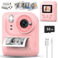 Detailed information about the product Kids Camera Instant Print Photo with 32GB, Portable Printing Camera Toy with HD Digital Video for Boys Girls Creativity & Learning (Pink)