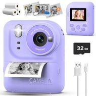 Detailed information about the product Kids Camera Instant Print Photo with 32GB, Portable Printing Camera Toy with HD Digital Video for Boys Girls Creativity & Learning (Purple)