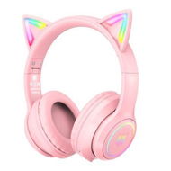 Detailed information about the product Kids Cat Ears Bluetooth Headphones, Wireless & Wired Mode, Foldable Headphones with Mic, RGB LED Light, for Girls, Compatible with Phones,Pink