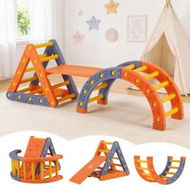 Detailed information about the product Kids Climbing Frame Set With Slide Indoor Outdoor Toddler Toys Pikler Triangle Climber With Arch