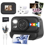 Detailed information about the product Kids Color Instant Print Camera, Kids Camera with 3 Photo Paper, 32G Card, Christmas or Birthday Gifts for Girls and Boys Ages 3 to 12, Black