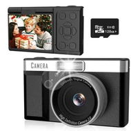 Detailed information about the product Kids Digital Camera, FHD 1080P Digital Camera for Kid with 128GB Card, 2inch Flip 180 Degree Screen with Support for Selfie Vlog Cam, Black