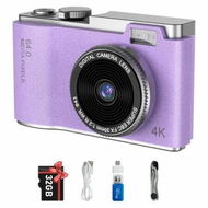 Detailed information about the product Kids Digital Camera,2.4 Inch TFT Display CCD Camera,32GB Card,48MP 8X Digital Zoom,Compact Retro Camera,Purple