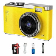 Detailed information about the product Kids Digital Camera,2.4 Inch TFT Display CCD Camera,32GB Card,48MP 8X Digital Zoom,Compact Retro Camera,Yellow