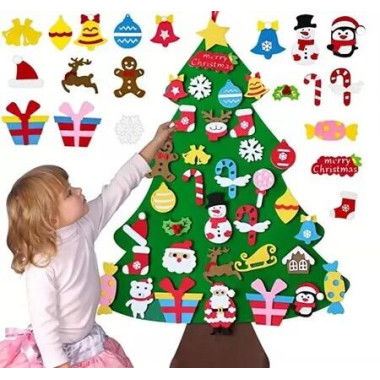 Kids DIY Christmas Tree Wall Decor Set Detachable Ornaments Perfect Holiday Party Gift Christmas Gift