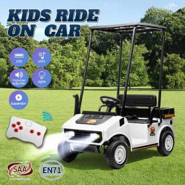 Kids Electric Car Ride On Toy Vehicle Off Road Truck Golf Buggy Cart Ceiling Parental Remote Control MP3 Lights USB 12V Battery Powered Storage Box