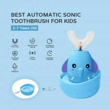 Kids Electric Toothbrush IPX7 Waterproof - 3 Cleaning Modes For Kids (Blue)