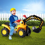 Detailed information about the product Kids Excavator Ride-On Digger Bulldozer Loader Car With Toy Stones & Safety Helmet.