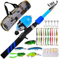 Detailed information about the product Kids Fishing Pole, Portable Telescopic Fishing Rod and Reel Combo Kit with Spincast Fishing Reel Tackle Box for Boys, Girls, Youth (Blue)