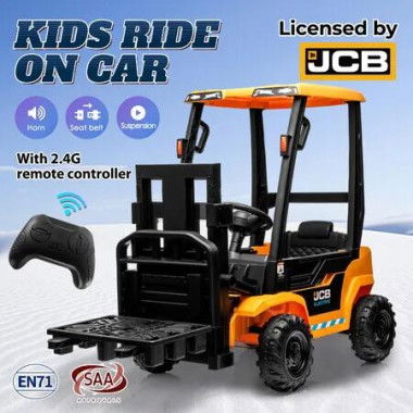 Kids Forklift Truck Toy Electric RC Ride on Car Parental Remote Control Lift Loader Pedal Off Road Vehicle 12V JCB Licensed