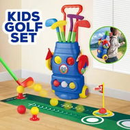 Detailed information about the product Kids Golf Club Set Cart Children Role Play Game Practice Putting Mat Sport Educational Toy Bag Strap Outdoor Playset