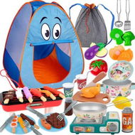 Detailed information about the product Kids Play House with Tent Simulated Barbecue Grill Food Kitchen Picnic Camping Party Playset for Ages 3 and Up