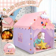 Detailed information about the product Kids Play Tent Playhouse Childrens Princess Castle Indoor Outdoor Game with Mat String Lights 1 Door 2 Windows Toys Boys Girls House Playset