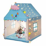 Detailed information about the product Kids Prince Tent Indoor Playhouse Castle Game Room Sleeping Mosquito Net Cotton Ball Light Cloud Butterfly Decoration PVC Tube Birthday Gift COL Blue