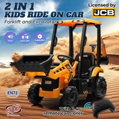 Kids RC Excavator Toy Electric Remote Control Ride on Tractor Bulldozer Digger Pedal Off Road Car Vehicle Pushdozer 12V JCB Licensed