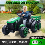 Detailed information about the product Kids Ride On Car Remote Control Electric Tractor Toy Vehicle Trailer 12V Battery MP3 Player Safety Belt LED Light Green