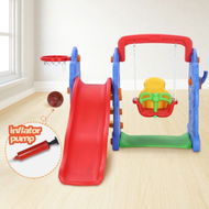 Detailed information about the product Kids Safety Swing And Slide Set With Basketball Hoops Backyard Activity Center.