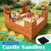 Kids Sandpit Wooden Castle Sand Box Seating Bench Storage Bins Ground Sheet Outdoor Garden Childrens Summer Sensory Play Activity Centre 115x113x75cm. Available at Crazy Sales for $119.90
