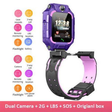 Kids Smartwatch LBS Position Baby Smartwatch Dual Cameras SOS Phone Color Purple.