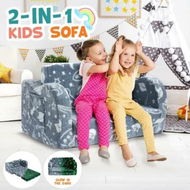 Detailed information about the product Kids Sofa Flip Out Lounger 2 In 1 Convertible Couch Comfy Chair Armchair Toddler Bed Soft Cushion Playroom Glow in the Dark