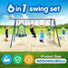 Kids Swing Set Seesaw Basketball Hoop Football Soccer Goal Tent Ladder Trapeze Bar Climbing Saucer 6in1 Child Outdoor Playground Activity Centre. Available at Crazy Sales for $299.95