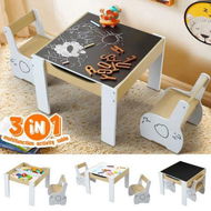 Detailed information about the product Kids Table And 2 Chairs Set Childrens Desk Toddler Furniture Baby Activity Centre Drawing Study Reading Wooden With Storage