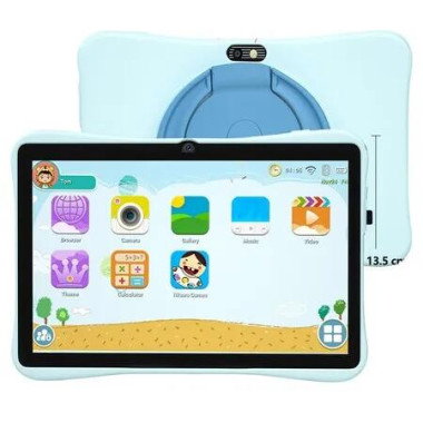 Kids Tablet 7 Inch 4GB RAM 64GB Android Dual Camera Bluetooth Handle Christmas Birthday Gift COL Blue