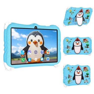 Kids Tablet 7Inch Android 14 6GB RAM 128GB Storage 16+32MP Camera Time Limits Age Filters Parental Controls Boys Girls Blue Holiday Gifts Home School