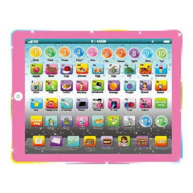 Kids Tablet Learning Pad Toddler Tablet with ABC Word Song Music Number Electronic Interactive Toy for Educational Preschool Boys and Girls 3 4 5 Years Old, Pink