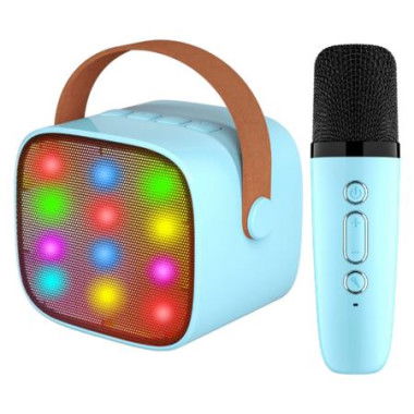 Kids Toy Karaoke Machine Portable Bluetooth Speaker With Wireless Microphone Music MP3 Player For Ages 3+ Girls Boys (Blue)