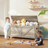 Detailed information about the product Kids Toy Storage Bench Wooden Toy Box Chest 38.98 x 15.55 x 18.9 in Gray