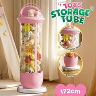 Detailed information about the product Kids Toys Storage Tube Box Stuffed Animal Zoo Plush Soft Doll Organiser Playroom Display Cabinet Holder Container Vertical Stand with Wheels 172x31cm Pink