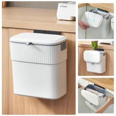 Kitchen Compost Bin Hanging Trash Can 9L Lid Under Sink Small Cupboard Countertop Waste Management Odour Proof Space Saver