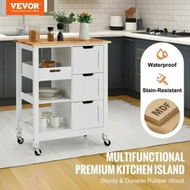 Detailed information about the product Kitchen Island Cart Rolling Storage Cabinet on Wheel with Drawer & Shelves