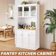 Detailed information about the product Kitchen Pantry Cupboard Cabinet Buffet Table Sideboard Glass Storage Shelves Drawer Hutch Bar Shelving Dining Room 180cm