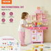 Kitchen Playset Kids Pretend Cooking Play Toy 48 Piece Accessories Pink. Available at Crazy Sales for $79.95