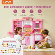 Detailed information about the product Kitchen Playset Kids Pretend Cooking Play Toy 74 Piece Accessories Pink