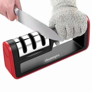 Kitchen Sharpener 3-Stage Sharpening System Non-slip Base Kitchen Knife Sharpener Easy To Use