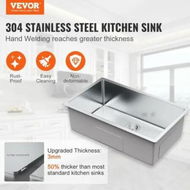 Detailed information about the product Kitchen Sink 304 Stainless Steel Drop-In Sinks Undermount Single Bowl Basin with Accessories(Pack of 3) Household Dishwasher Sinks for Workstation RV