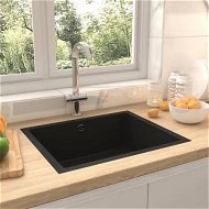 Detailed information about the product Kitchen Sink With Overflow Hole Black Granite