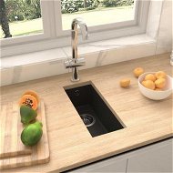 Detailed information about the product Kitchen Sink with Overflow Hole Black Granite