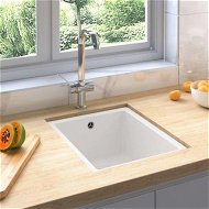 Detailed information about the product Kitchen Sink with Overflow Hole White Granite