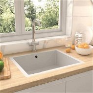 Detailed information about the product Kitchen Sink with Overflow Hole White Granite