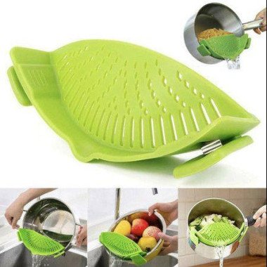 Kitchen Snap And Strain Strainer Clip On Silicone Colander Fits All Pots And Bowls Lime Green